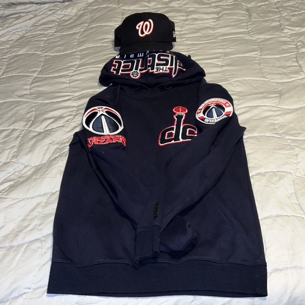 🔥💪🏾Men WASHINGTON WIZARDS Hooded Sweatshirt  with Baseball Cap 💪🏾🔥 - Picture 2 of 5
